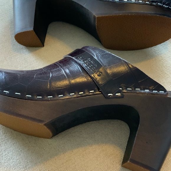 SWEDISH HASBEENS Slip In Brown Crocodile Clog - Women’s Size 37 (= Size 7) NEW - Picture 7 of 13